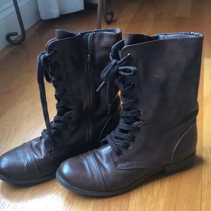 Brown moto combat boots size 8.5